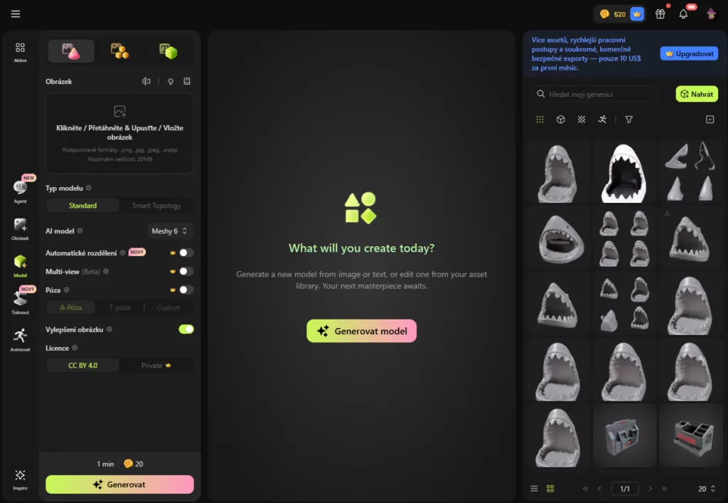 Meshy AI generátor 3D modelů z textu a fotky