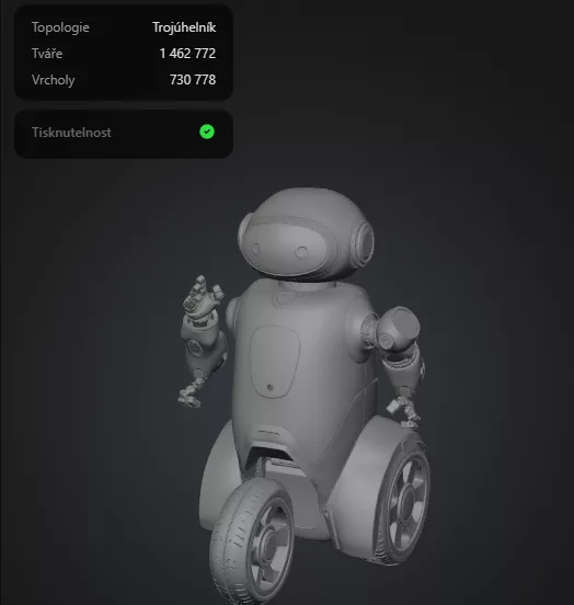Ukázka vygenerovaného 3D modelu pomocí Text to 3D v Meshy 6