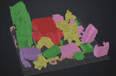 Meshy 3D tisk rozdělení modelu na podložce pro slicer